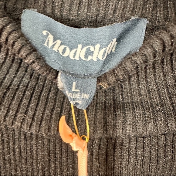 ModCloth  Black Acrylic Blend Sweater dress tie waist stretchy size large new - Picture 8 of 11